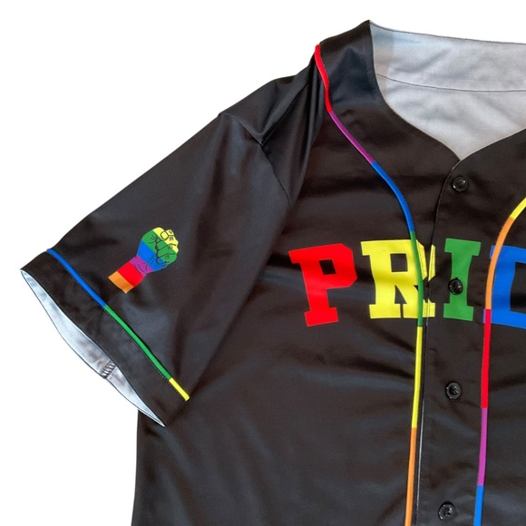 LGBTQ+ Pride Love Is Love Jersey Baseball Shirt GarmentOne Clothing Large Unisex - Picture 6 of 9